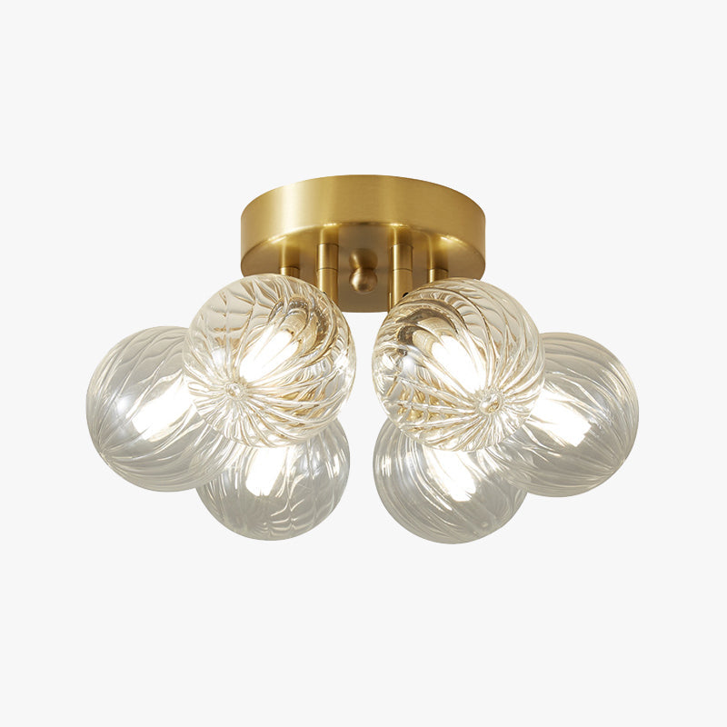 Valentina Vintage Denkenleuchte Kugel Ess/Wohnzimmer Gold Metall/Glas