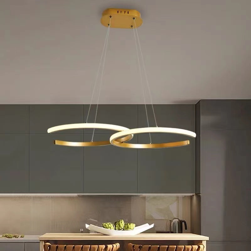 Arisha LED Pendelleuchte Dimmbar Schwarz/Gold Doppel-C Wohnzimmer