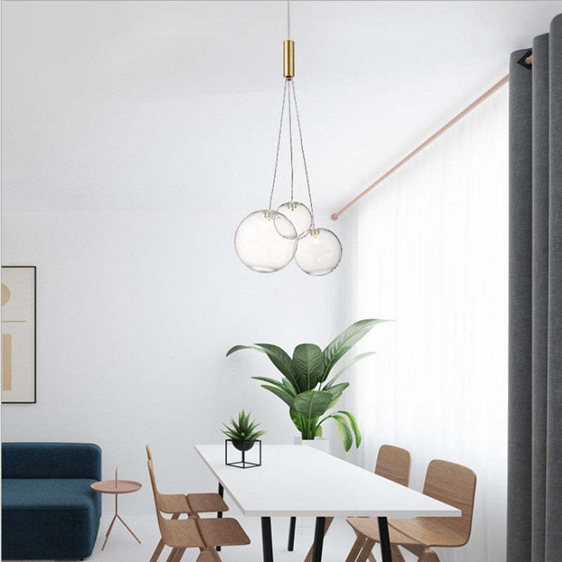 Valentina Modern LED Pendelleuchte Kugel, Esstisch, Glas Metall