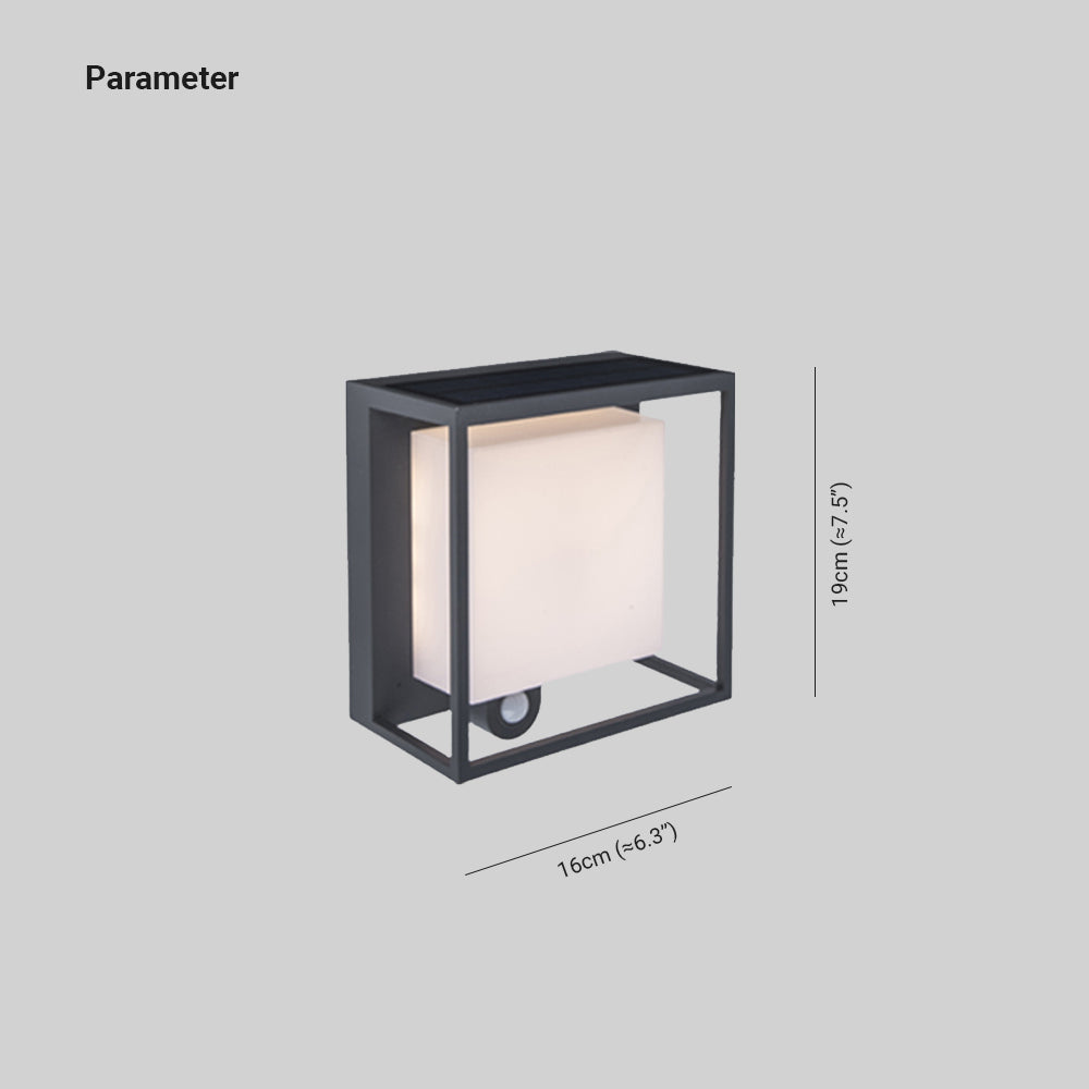 Ray Modern Rechteckig LED Außenwandleuchte Schwarz Flur/Garten Acryl Sensor Solar