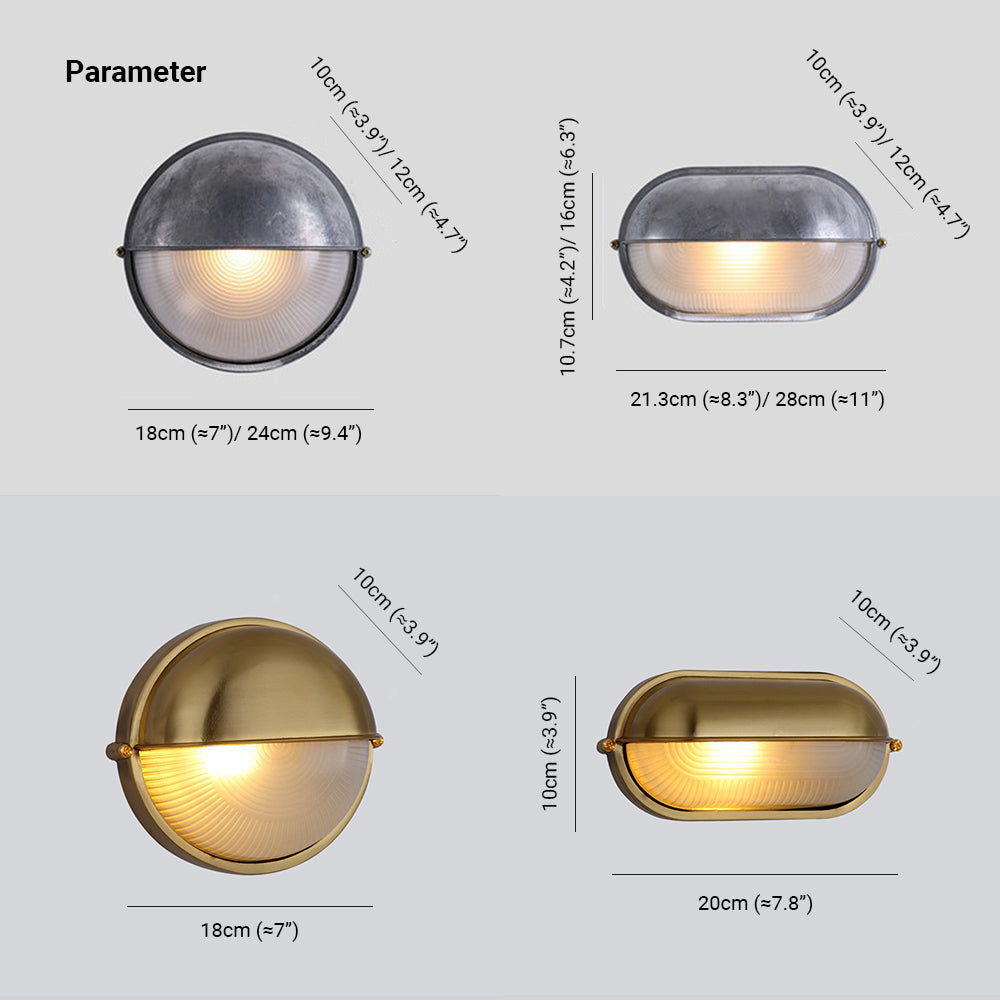 Ray Wasserdichte Wandleuchte Modern Innen Außen, 3 Farben, Metall Glas