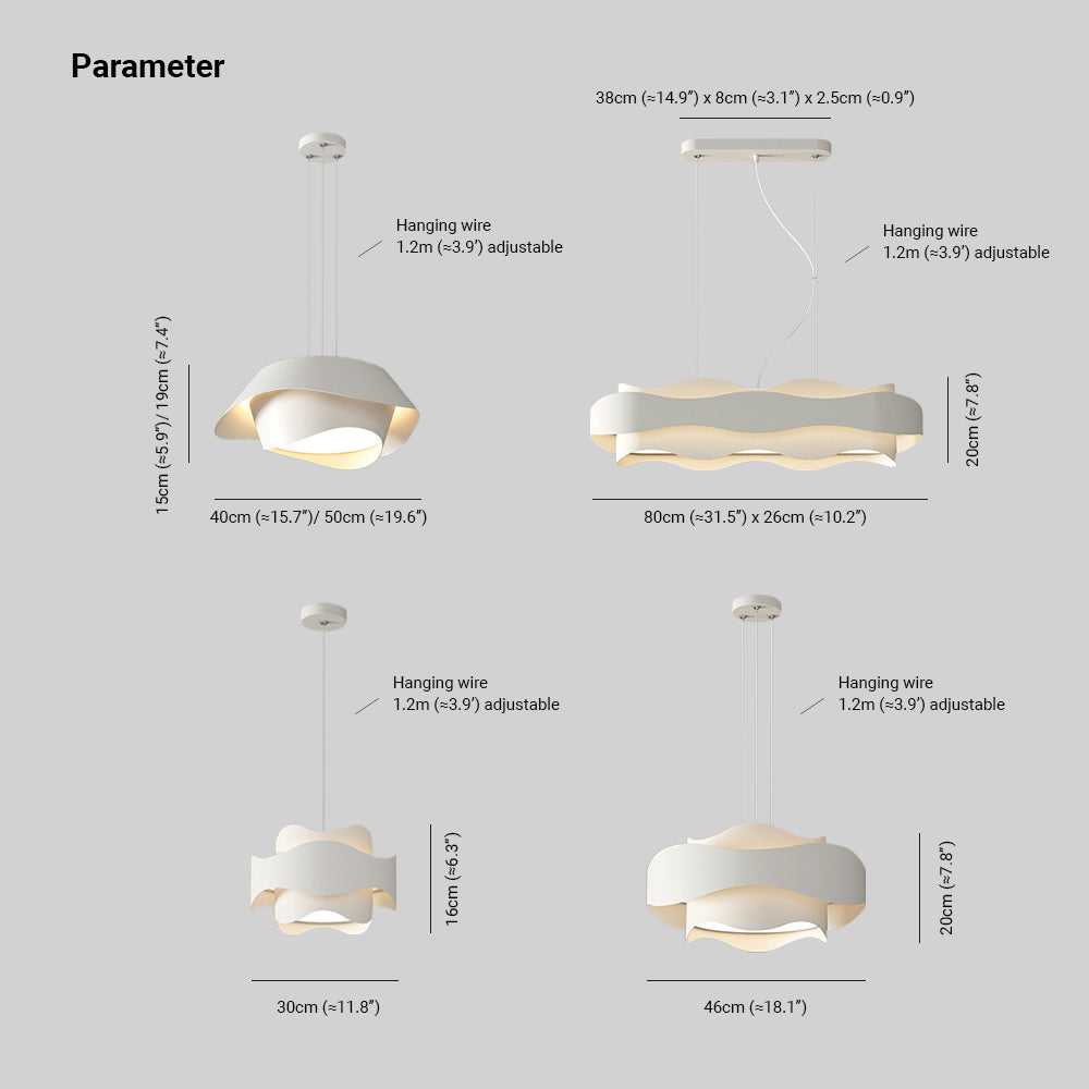 Arisha Design LED Pendel/Denkenleuchte Weiß Plissee Geometrisch Küche/Wohnzimmer