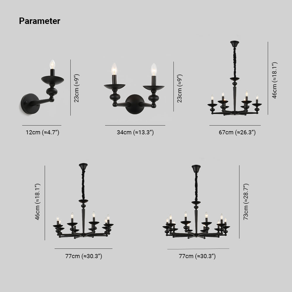 Silva Retro Kerze Pendelleuchte,1/2/6/8/10 Kopf, Esszimmer/Wohnzimmer, Metall/Glas