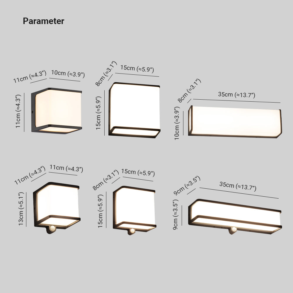 Ray Modern LED Außenwandleuchte Solar Schwarz/Weiß Flur/Balkon Acryl 3 Größen 10CM 15CM 35CM