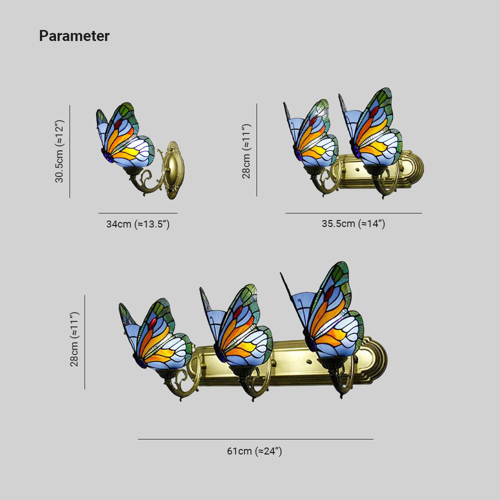 Arisha Künstlerisch LED Schmetterling Wandleuchte Rot/Blau/Mehrfarbig/Hellblau Schlaf/Wohnzimmer/Flur Metall/Glas