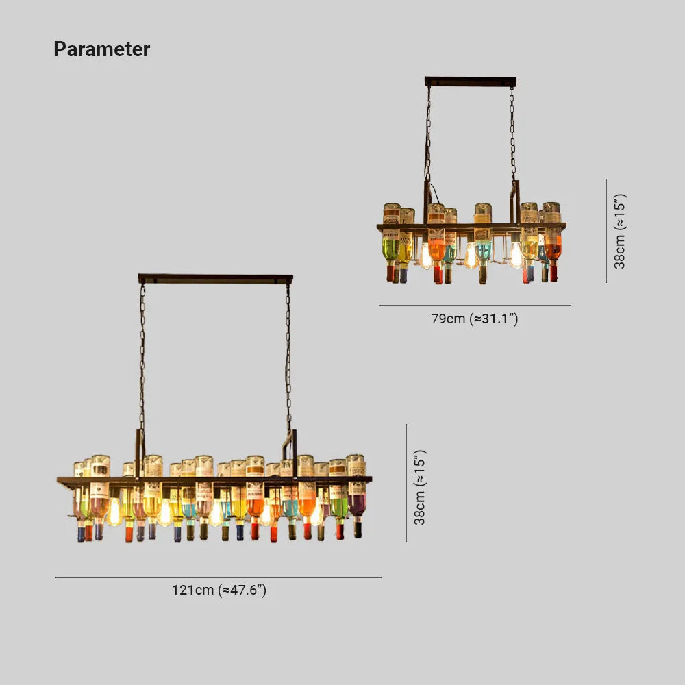 Epoch Art-Deco Weinflasche Glas Pendelleuchte Rust Wohnzimmer