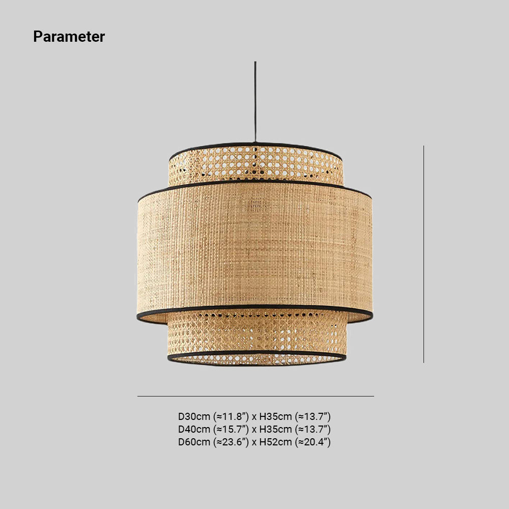 Ritta Design LED Pendelleuchte Holz Wohn/Schlaf/Esszimmer Rattan&Metall