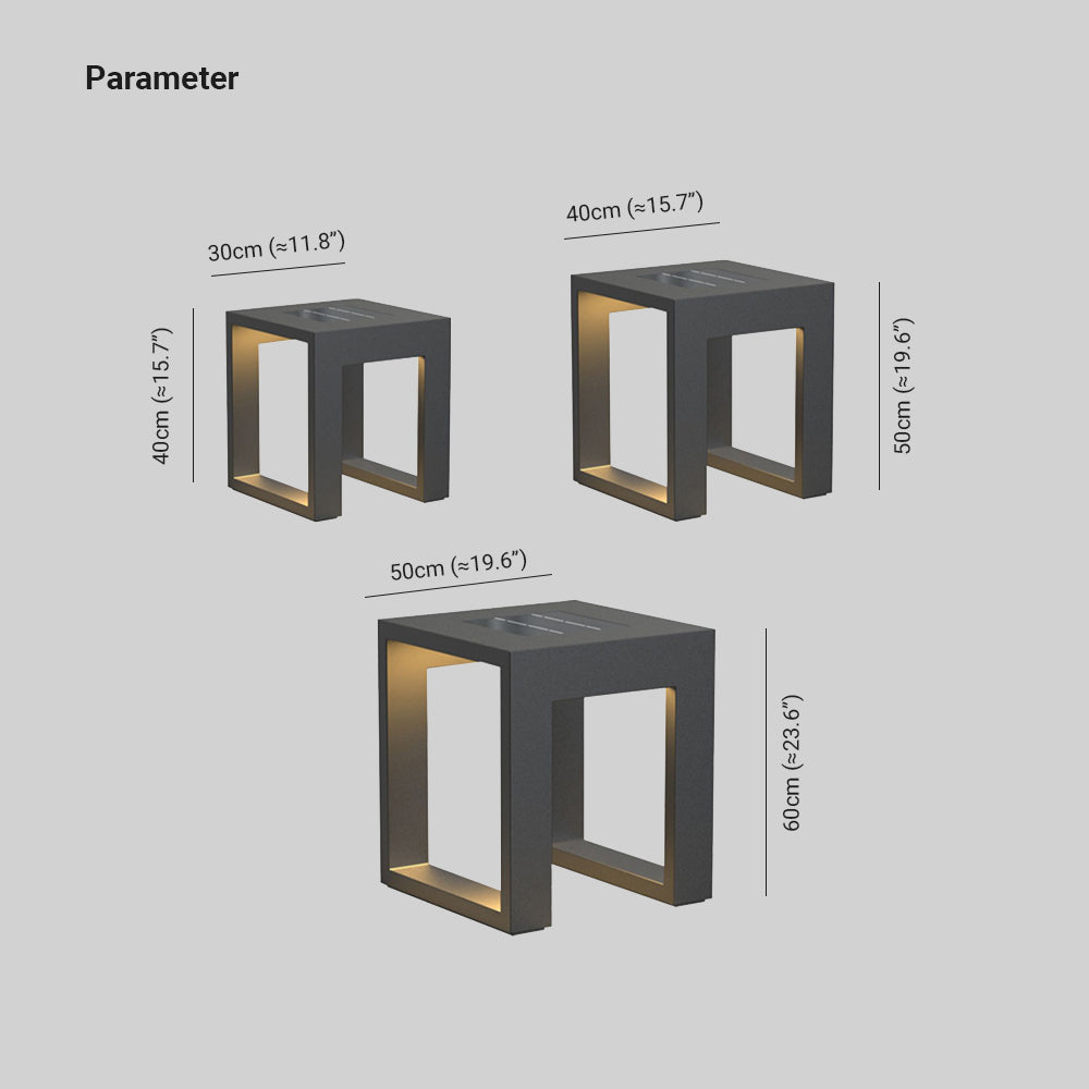 Ray Modern Rechteckig LED Außenleuchte Solar Schwarz Garten Metall Acryl Hohle Höhe 40/50/60CM