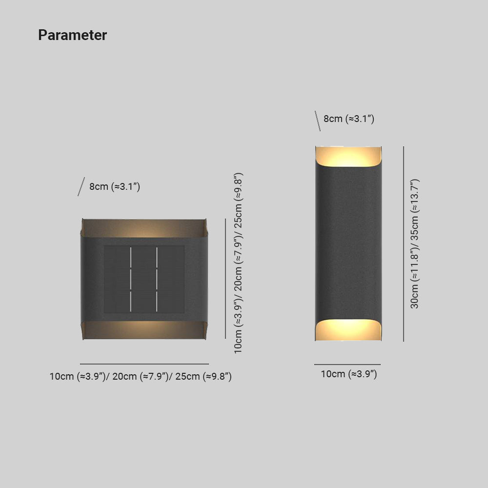 Ray Modern LED Solar Außenwandleuchte Metall Garten Terrasse Flur