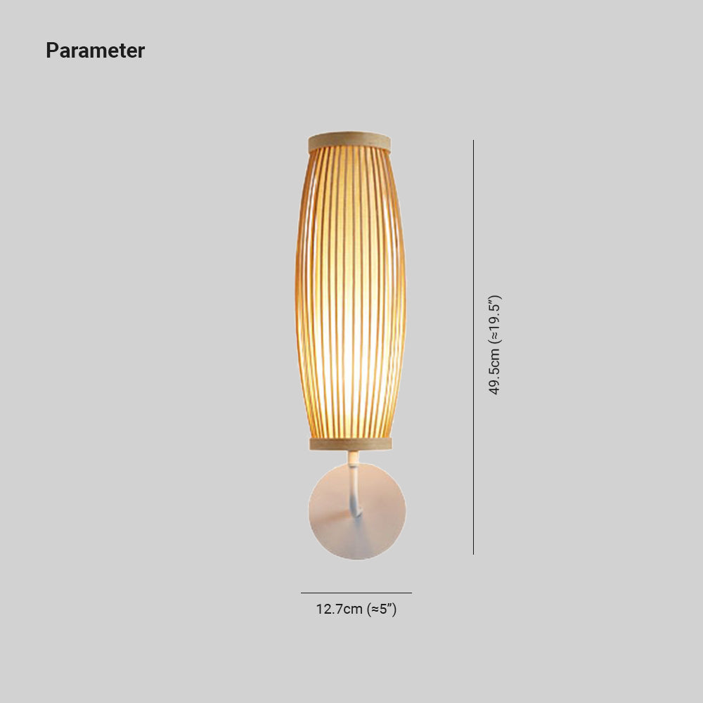 Muto Japanische LED Wandleuchte Innen Schlaf/Wohnzimmer Bambus