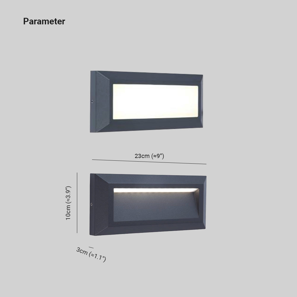 Ray Außenwandleuchte Rechteck, Grau, Innen/Außen, Metall Modern LED