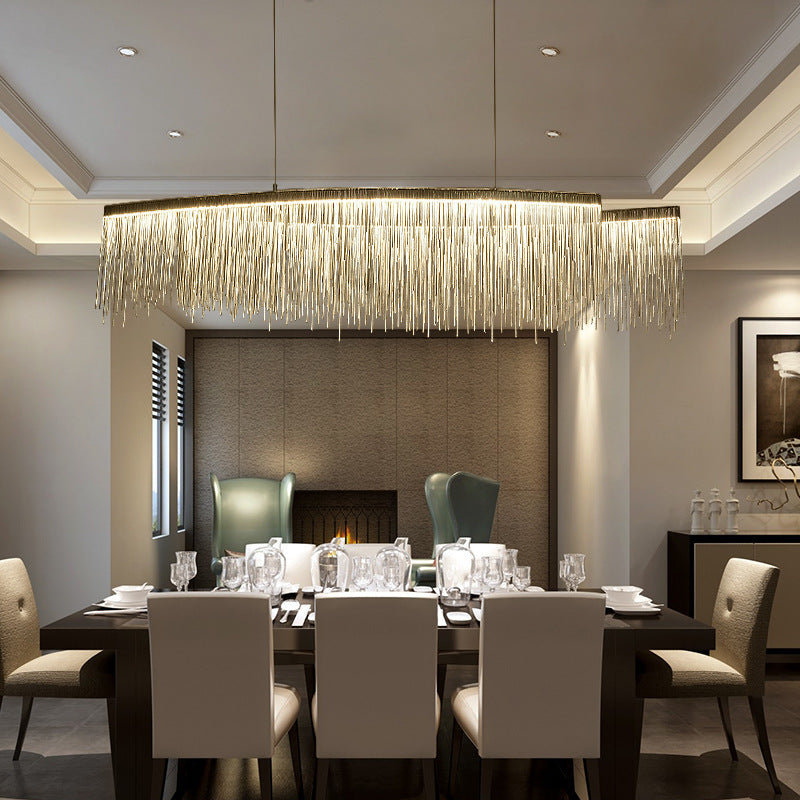 Kristy Modern Quasten Kronleuchter Gold/Chrom LED Metall Esszimmer-Letslighting