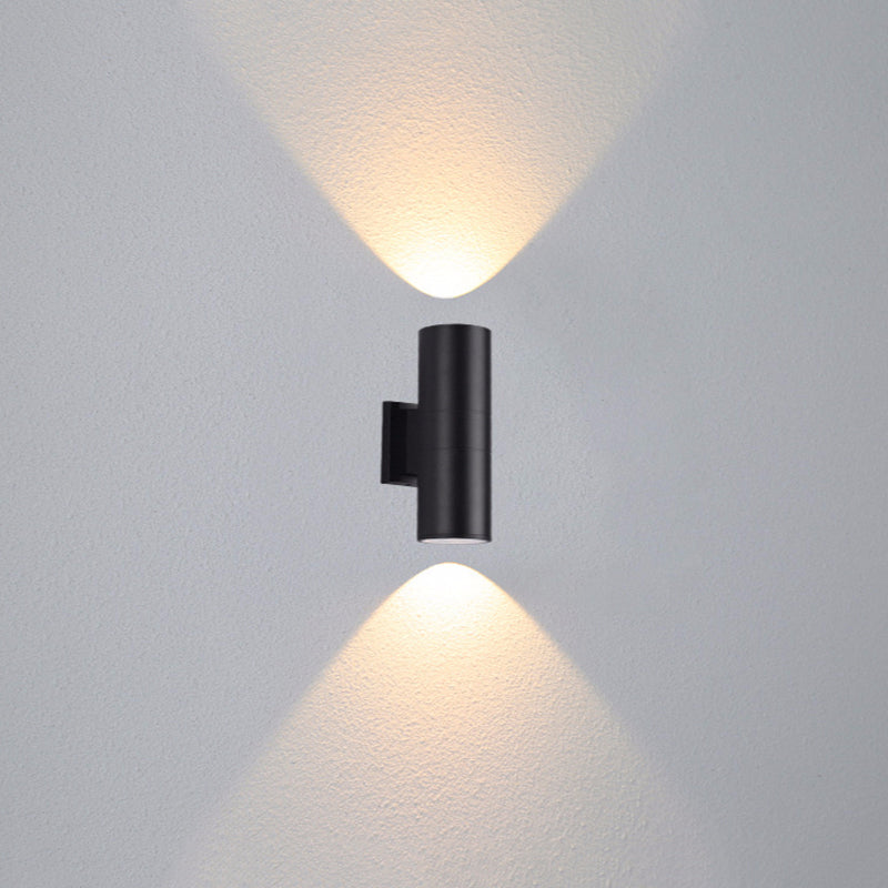 Ray Modern LED Wandleuchte Doppelkopf Zylinder Schwarz Außen Metall/Glas