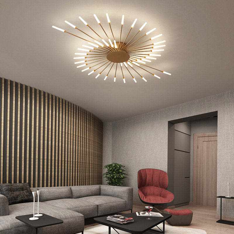 Lowry Industrial LED Deckenleuchte Schwarz/Gold Wohnzimmer Metall