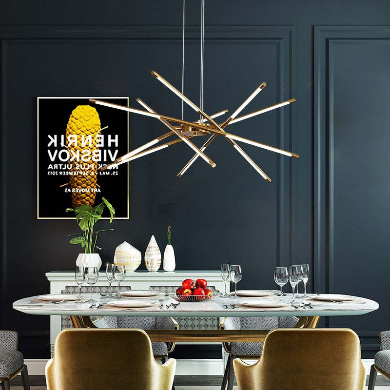 Arisha Modern LED Deckenleuchte Linear Dimmbar Schwarz Wohn/Schlafzimmer Metall&Acryl