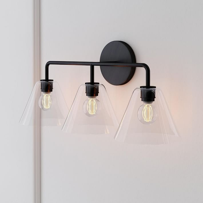 Conica Messing-Wandleuchte – Glas-Wandlampe für Flur und Schlafzimmer