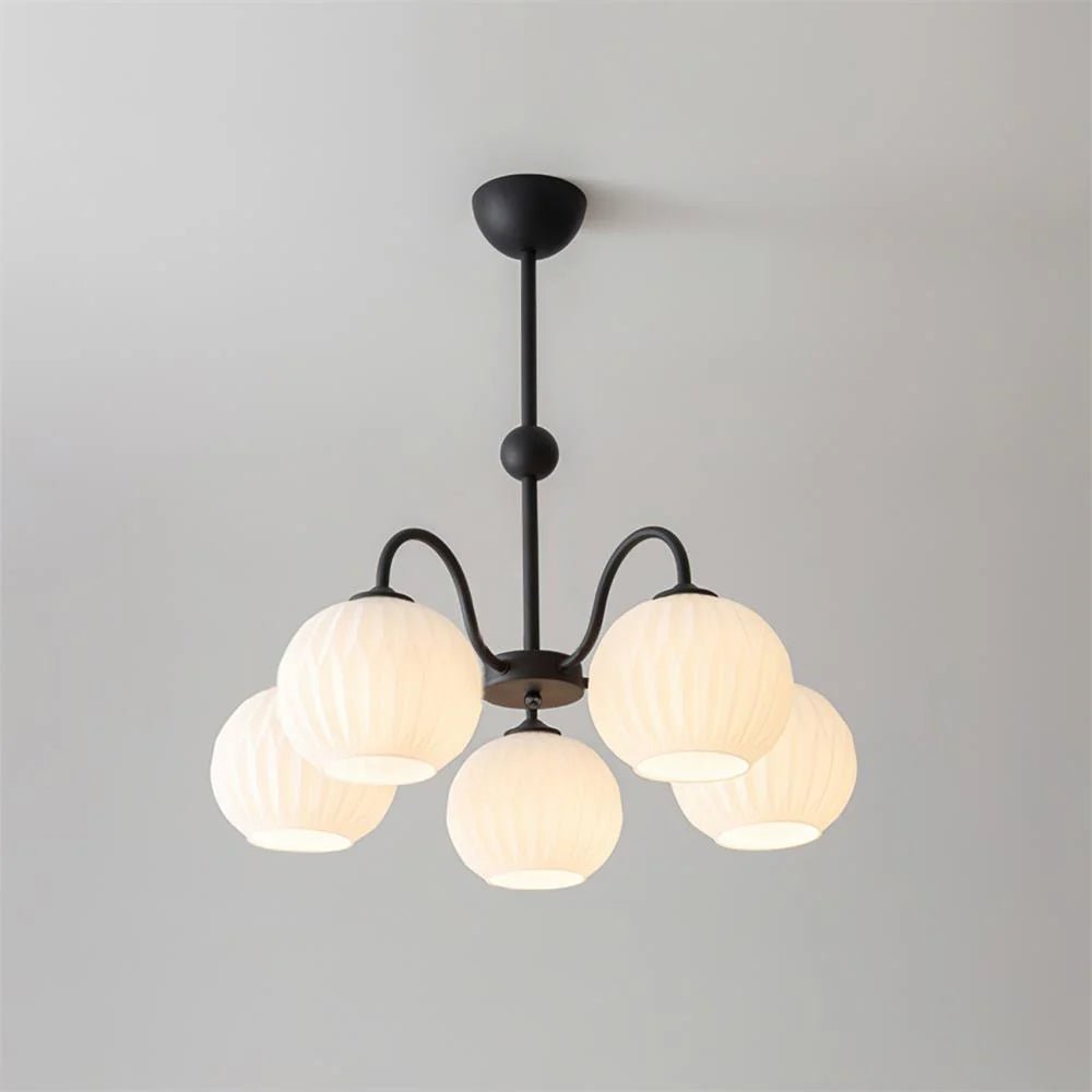 Lustra Chandelier Green Ribbed Glass Modern 8-Light-Letslighting