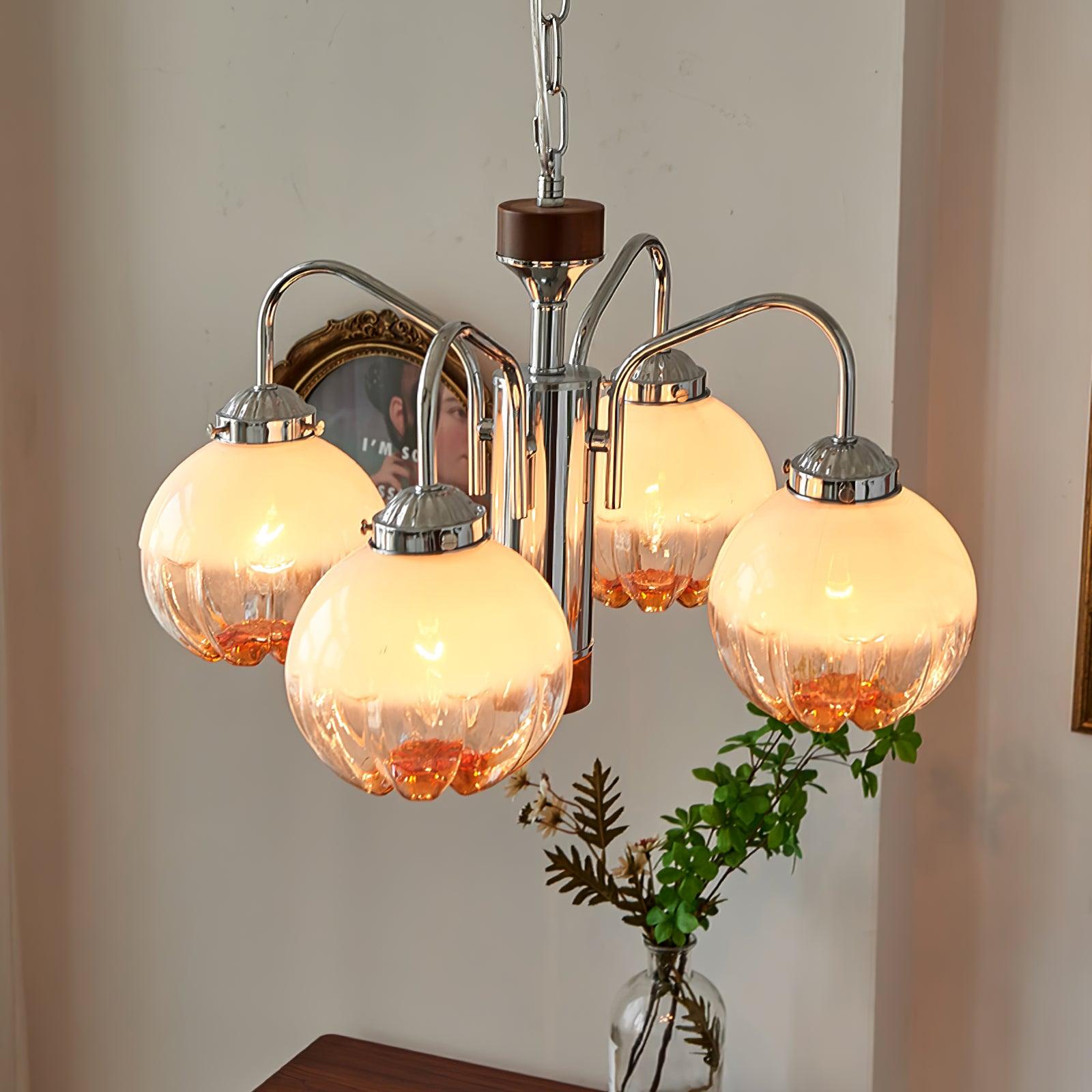 Ulliria Kronleuchter aus Walnussglas mit Nordischer Kunstblume-Letslighting