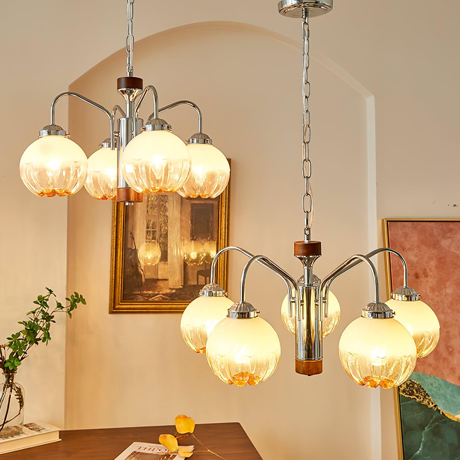Ulliria Kronleuchter aus Walnussglas mit Nordischer Kunstblume-Letslighting