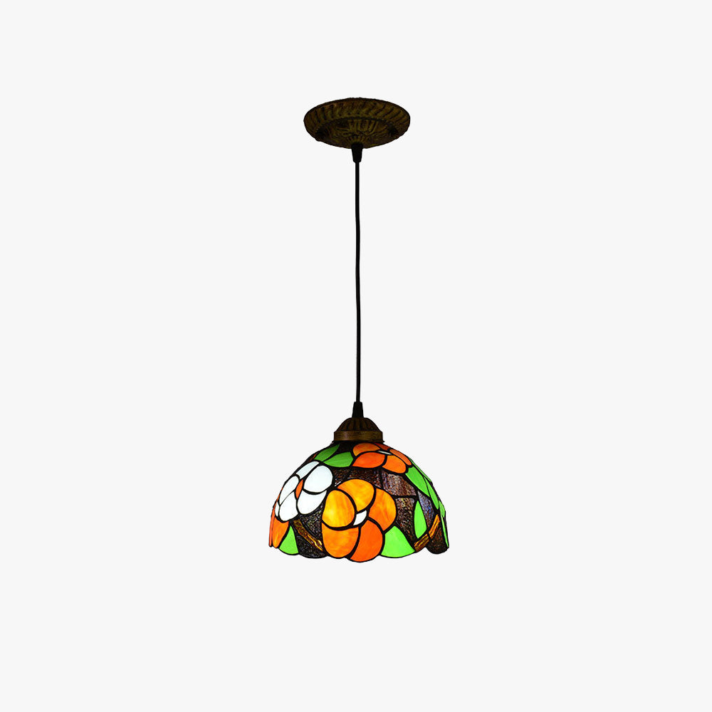 Arisha Vintage Pendelleuchte gebeizt farbig Glas Metall Wohnzimmer