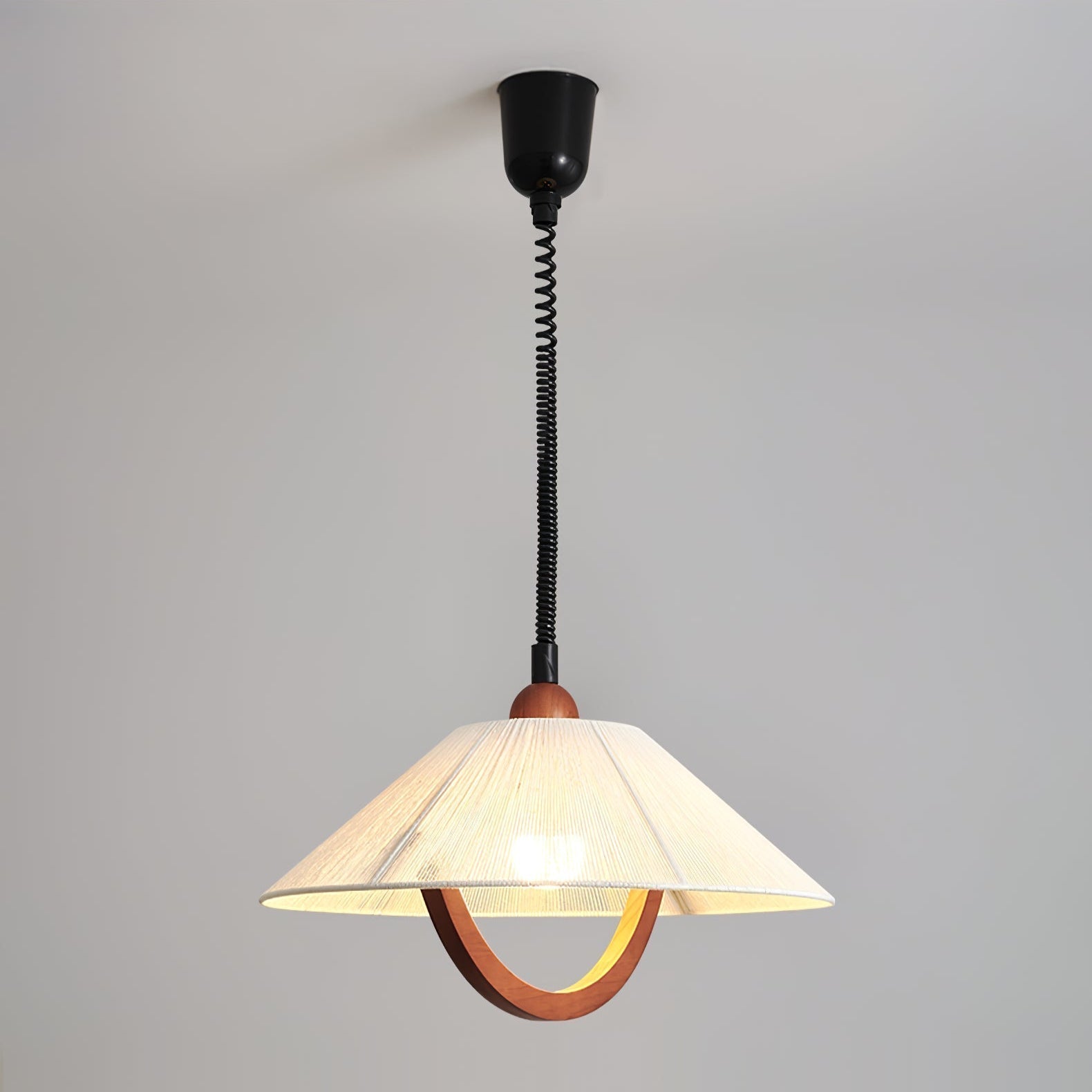 Eleanor Minimalistische Pendelleuchte aus Holz und Stoff-Letslighting