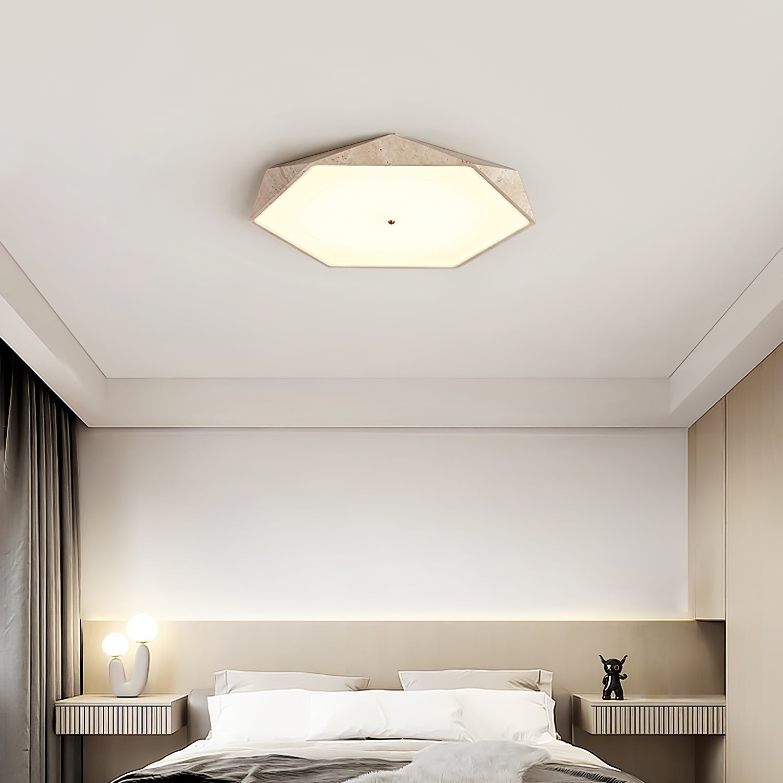 Hexagonal Travertine Ceiling Light - Neutralighting