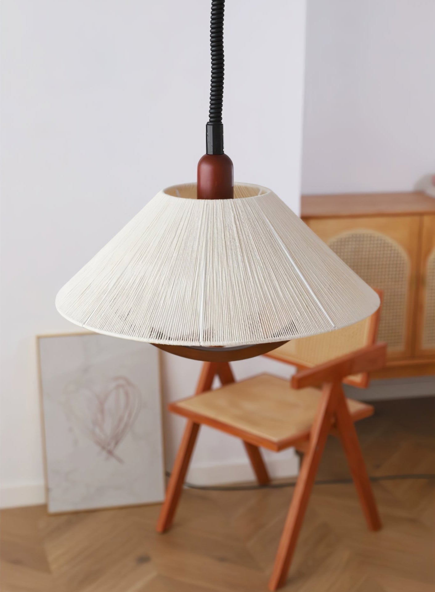 Eleanor Minimalistische Pendelleuchte aus Holz und Stoff-Letslighting