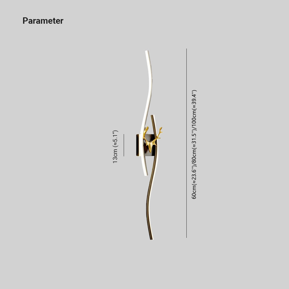 Arisha Modern Linear LED Wandleuchte Schwarz/Gold Innen Metall Dimmbar