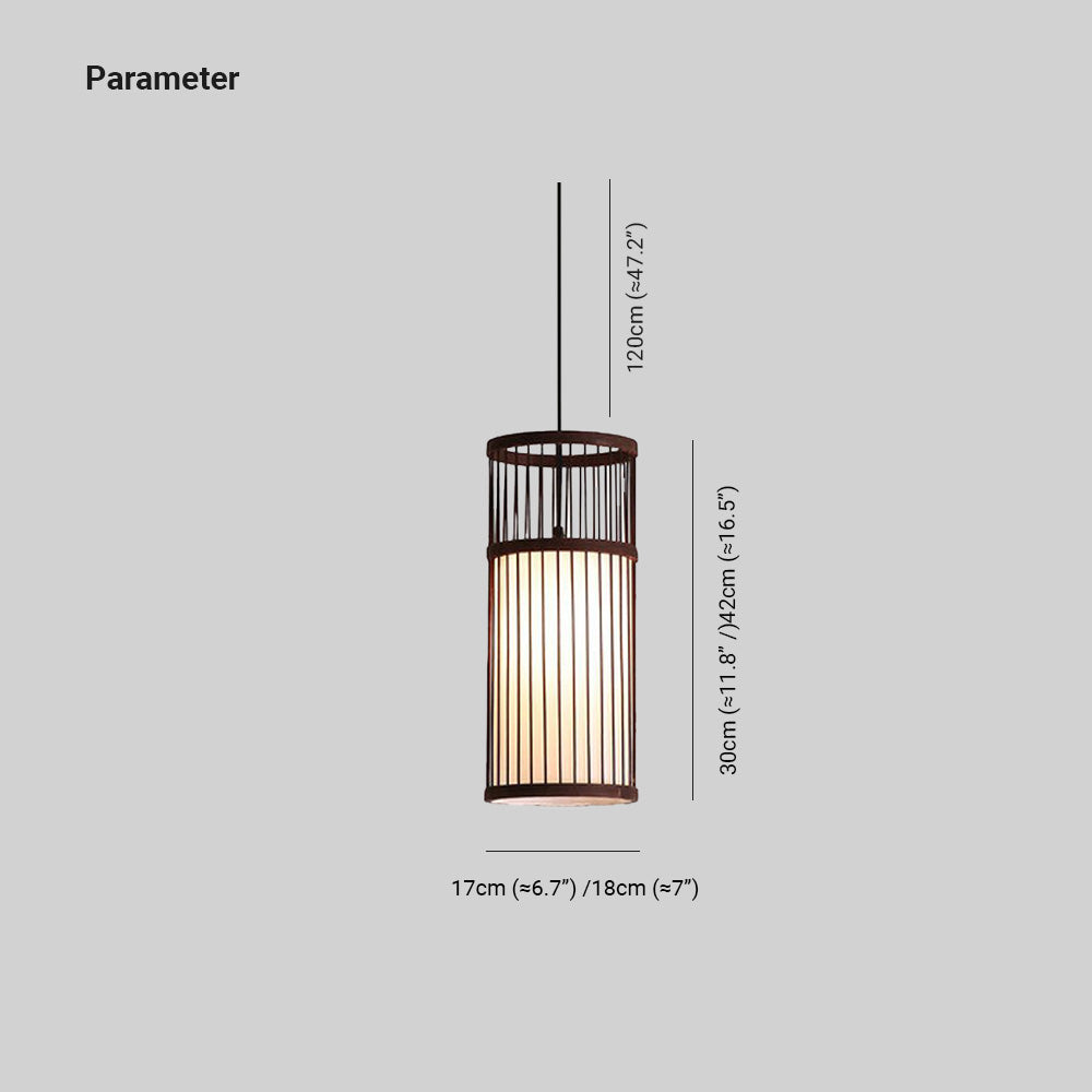 Muto Retro LED Pendelleuchte Kaffee/Holz Esstisch Metall/Bambus 2 Farben 30/42cm Lang
