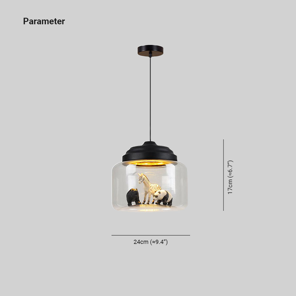 Arisha Design Tiere LED Pendelleuchte Schwarz/Weiß Wohn/Schlaf/Kinderzimmer Metall&Glas ∅ 24CM