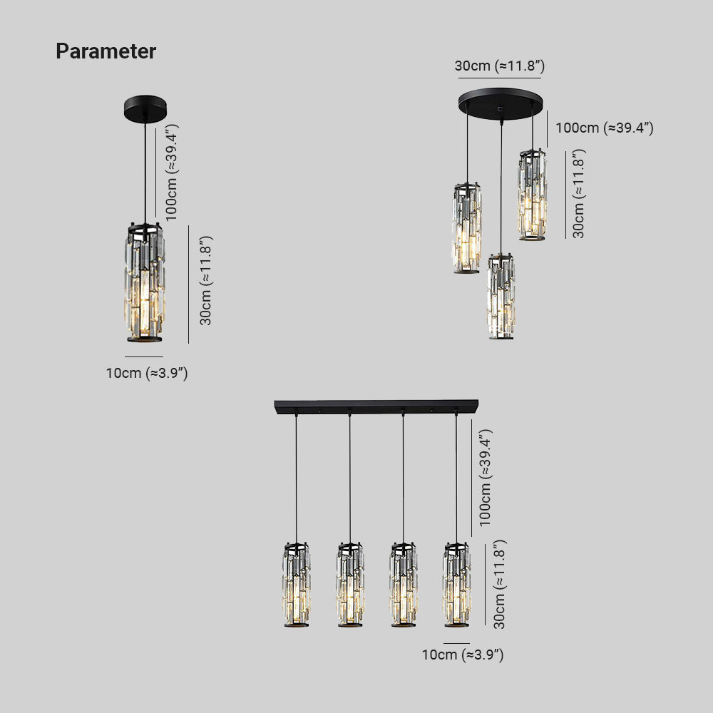 Kristy Design Clusterförmig LED Pendelleuchte Schwarz/Gold Esszimmer Esstisch Kristall 1/3/4-flammig