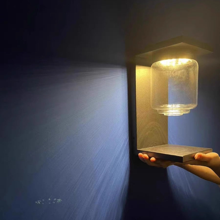 Ray Modern Rectangular Laterne LED Außenleuchte Schwarz/Grau Metall/GLetslightingr