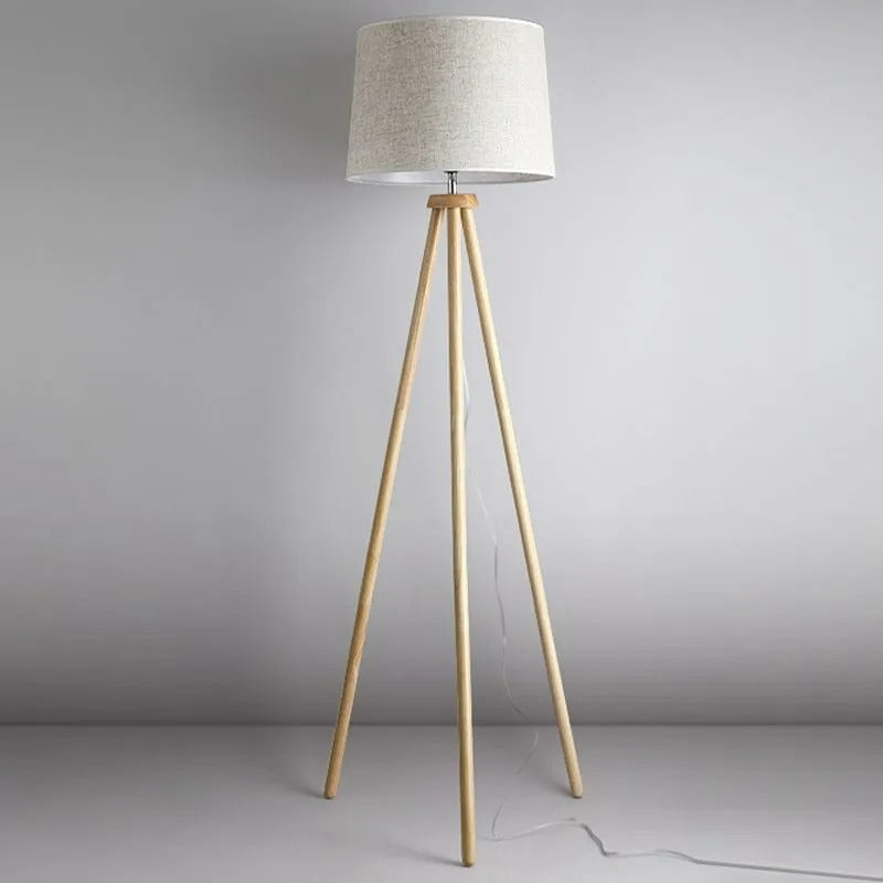 Muto Moderne LED Stehlampe Weiß Wohnzimmer/Schlafzimmer Holz/Stoff