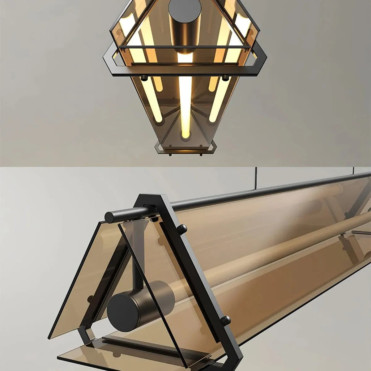Arisha Industrielle LED Pendelleuchte Schlaf/Wohnzimmer Gold Glas