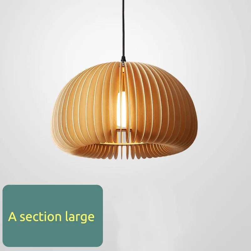 Muto Design LED Pendelleuchte Schlafzimmer/Esszimmer Holz/Metall Kürbis