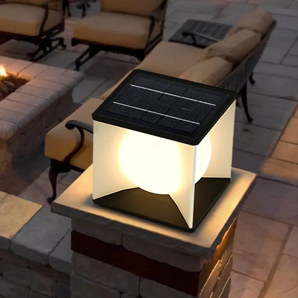 Aria Mond AußensockelleuchteSolar Schwarz Garten Metall