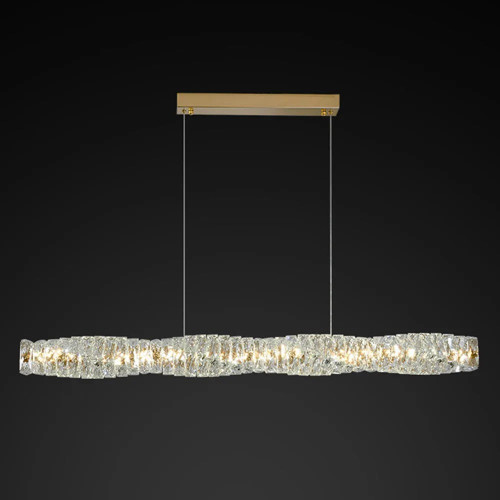Kristy Vintage Linear LED Pendelleuchte Gold/Silber Esstisch/Schlaf/Wohnzimmer 100-120-150cm Metall Kristall