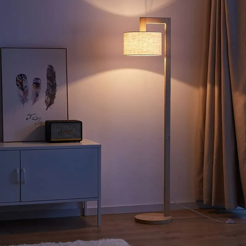 Muto Modern Stehlampe, Beige, Holz/Textil, Rechter Winkel, Schlafzimmer