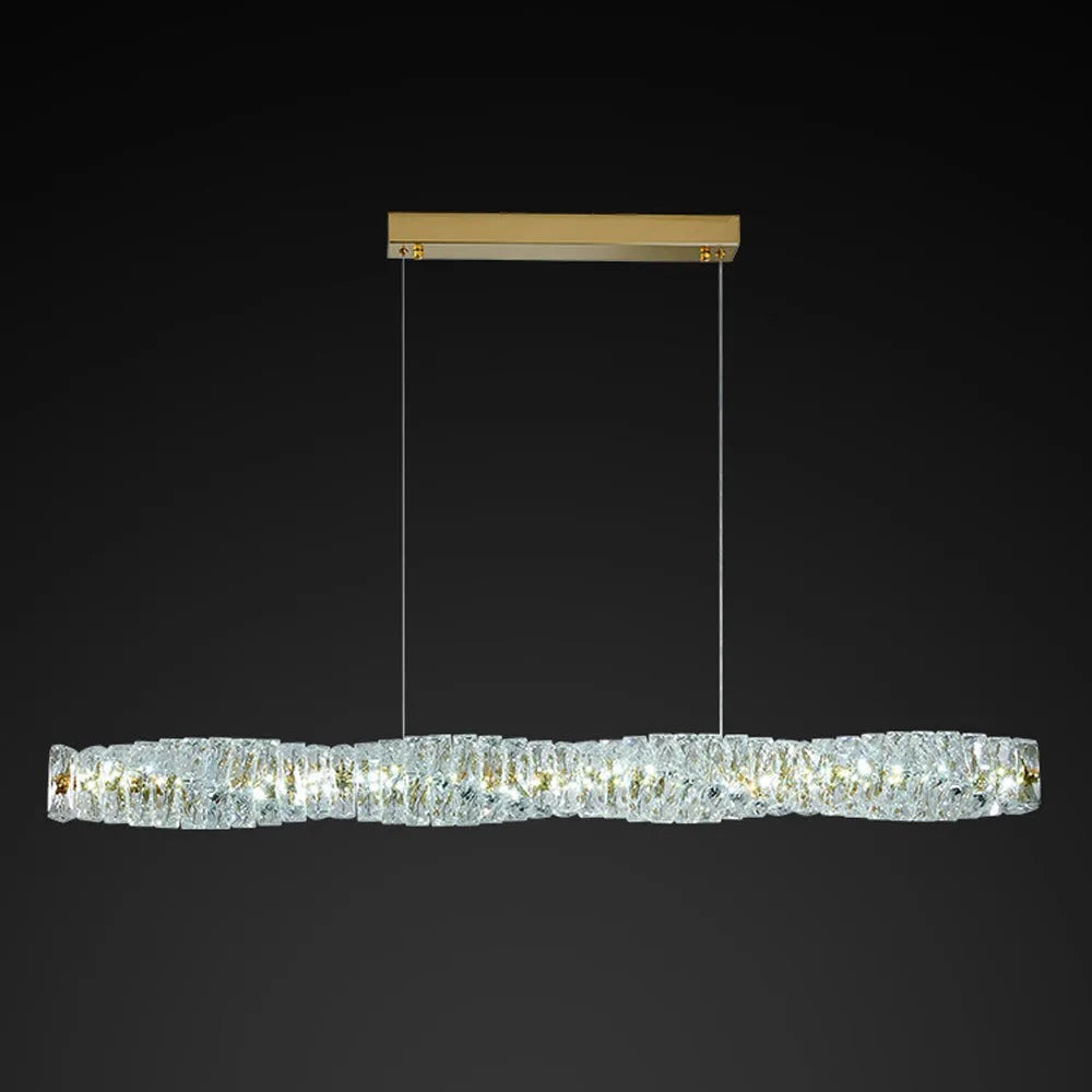 Kristy Vintage Linear LED Pendelleuchte Gold/Silber Esstisch/Schlaf/Wohnzimmer 100-120-150cm Metall Kristall