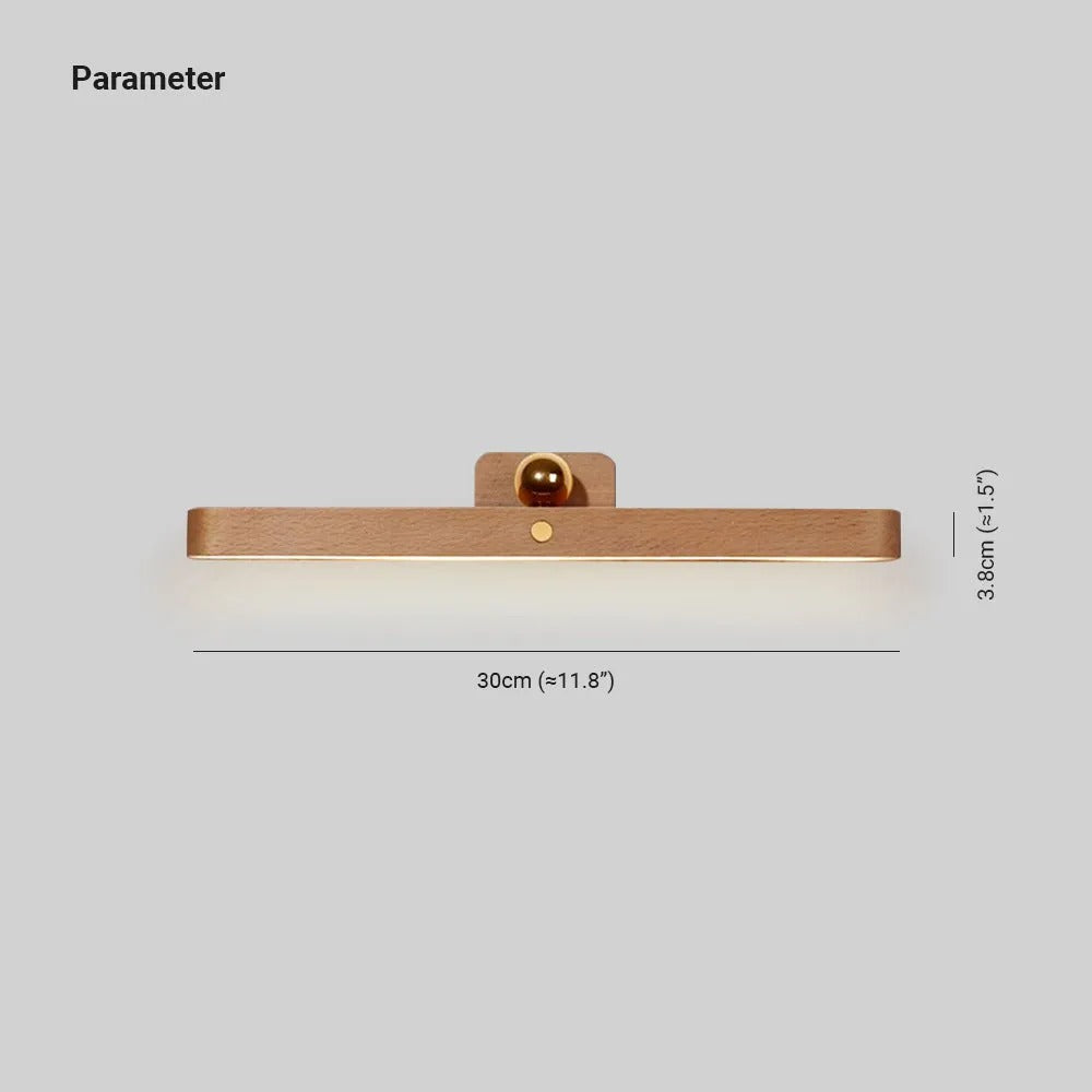 Muto LED Wandleuchte Innen Schlaf/Wohnzimmer Holz Acryl Metall Front-Spiegel