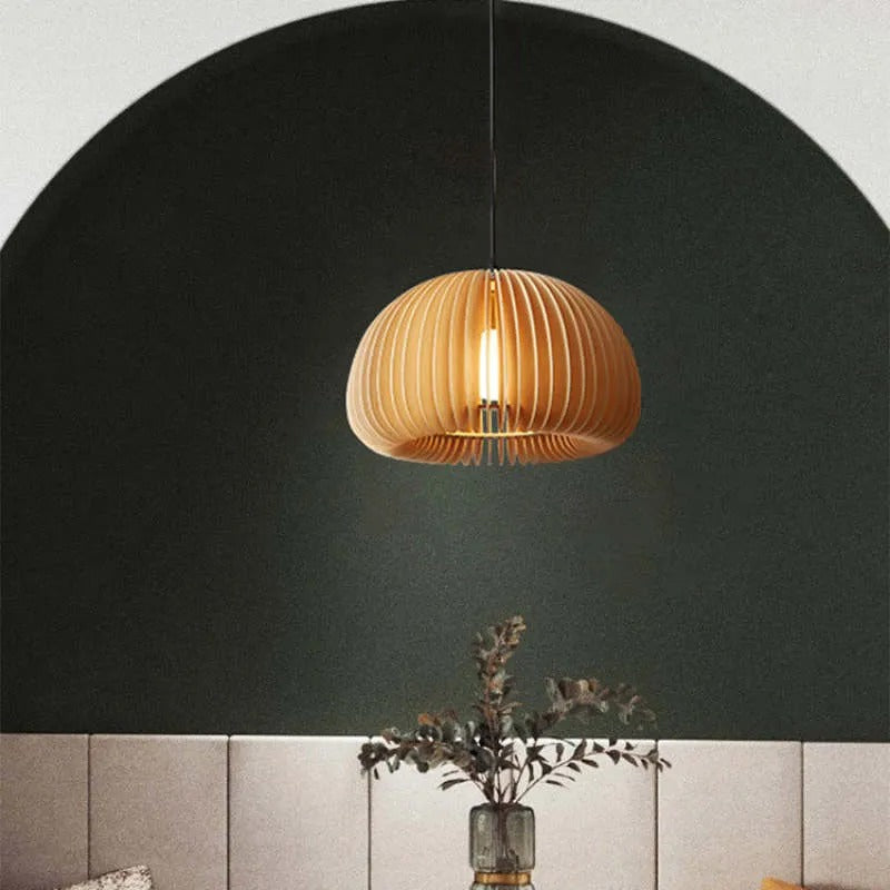 Muto Design LED Pendelleuchte Schlafzimmer/Esszimmer Holz/Metall Kürbis