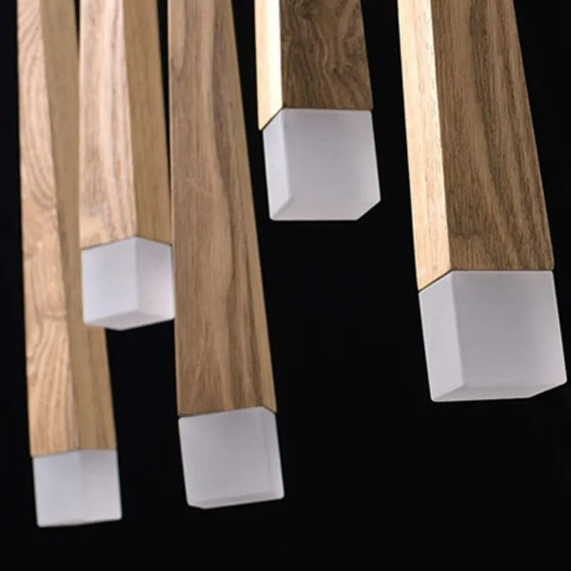 Muto Pendelleuchte Linear, Holz & Acryl für Esszimmer