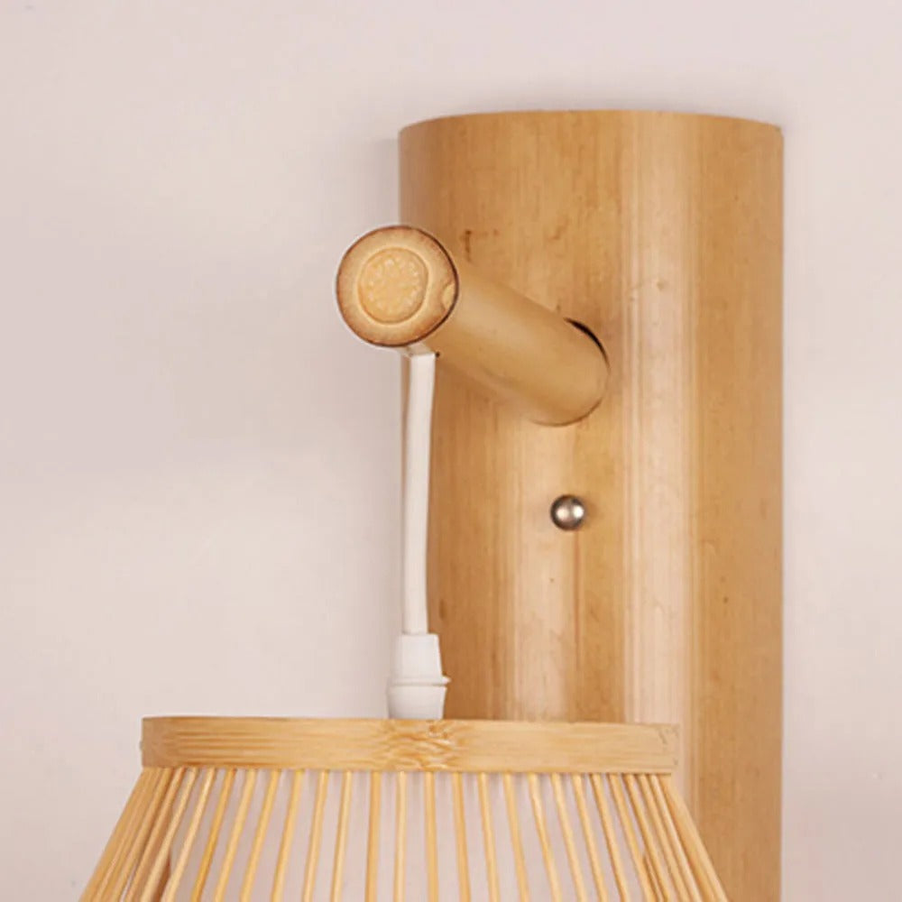Muto Rustikale LED Wandleuchte Rattan/Acryl 4 Stile Schlafzimmer