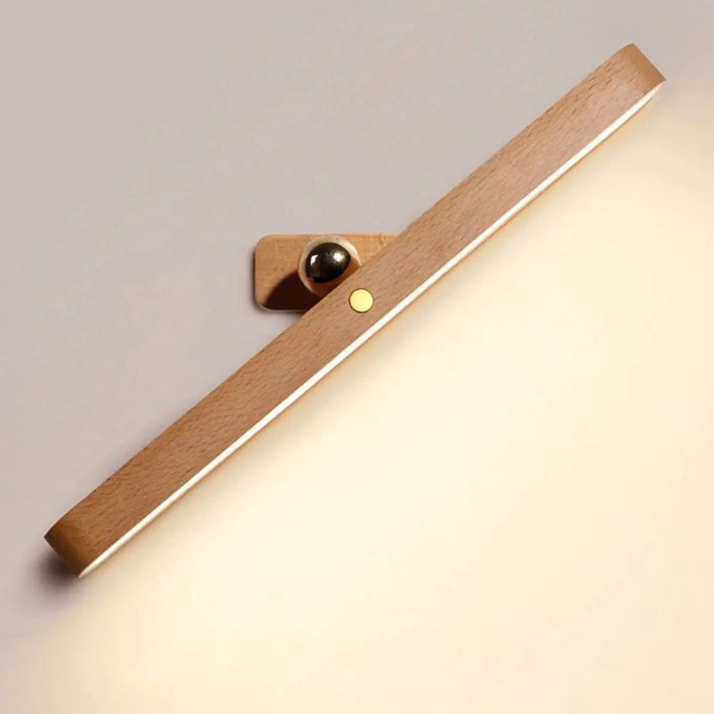 Muto LED Wandleuchte Innen Schlaf/Wohnzimmer Holz Acryl Metall Front-Spiegel