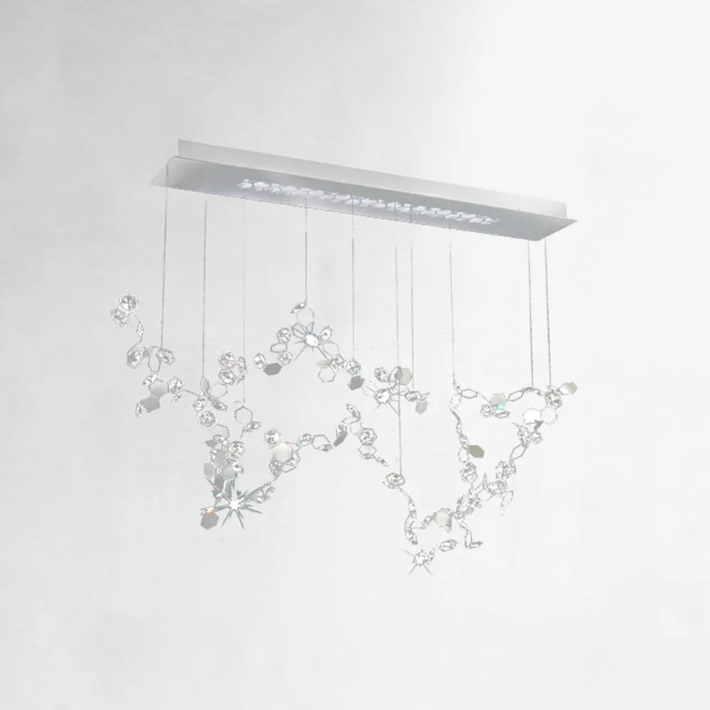 Olivia Modern LED Kronleuchter Silber Ess/Schlaf/Wohnzimmer Metall Kristall 80-100-120cm