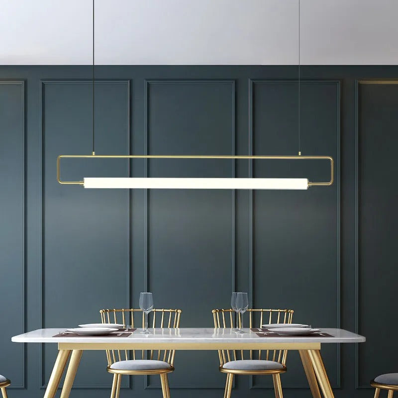 Airsha Minimalistisch Pendelleuchte Linear, Schwarz/Gold, Esstisch
