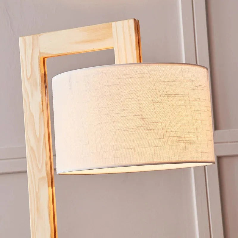 Muto Modern Stehlampe, Beige, Holz/Textil, Rechter Winkel, Schlafzimmer