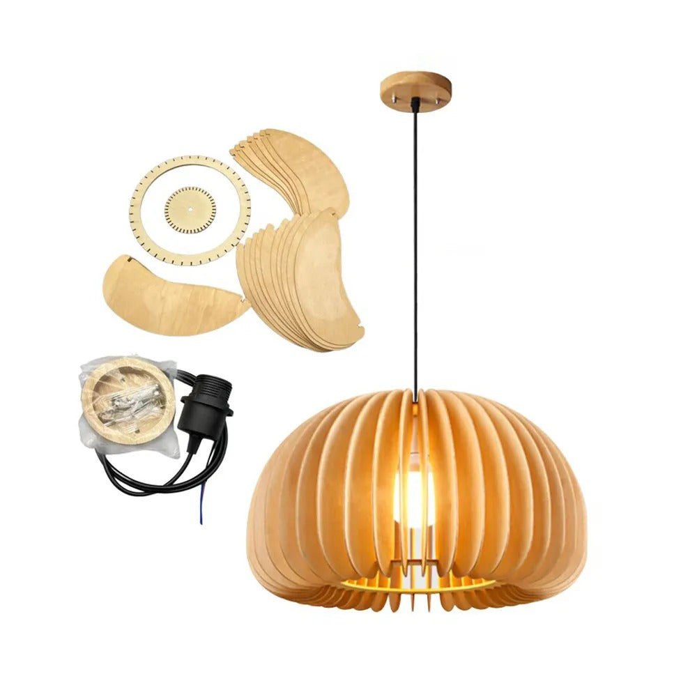 Muto Design LED Pendelleuchte Schlafzimmer/Esszimmer Holz/Metall Kürbis