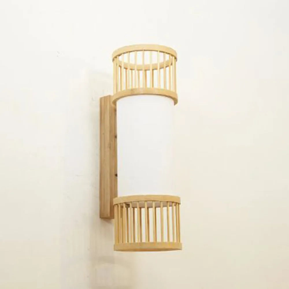 Muto Rustikale LED Wandleuchte Rattan/Acryl 4 Stile Schlafzimmer