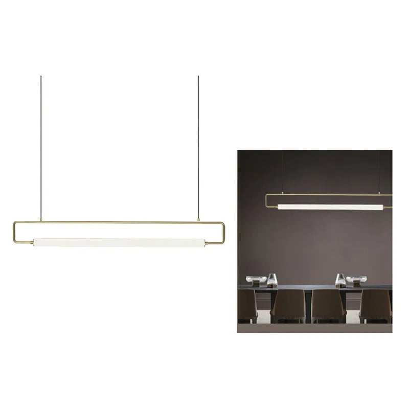 Airsha Minimalistisch Pendelleuchte Linear, Schwarz/Gold, Esstisch